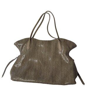 Sorial Snake-Embossed Vegan Leather Tote Bag With Zipper Pockets & Dual Handles
